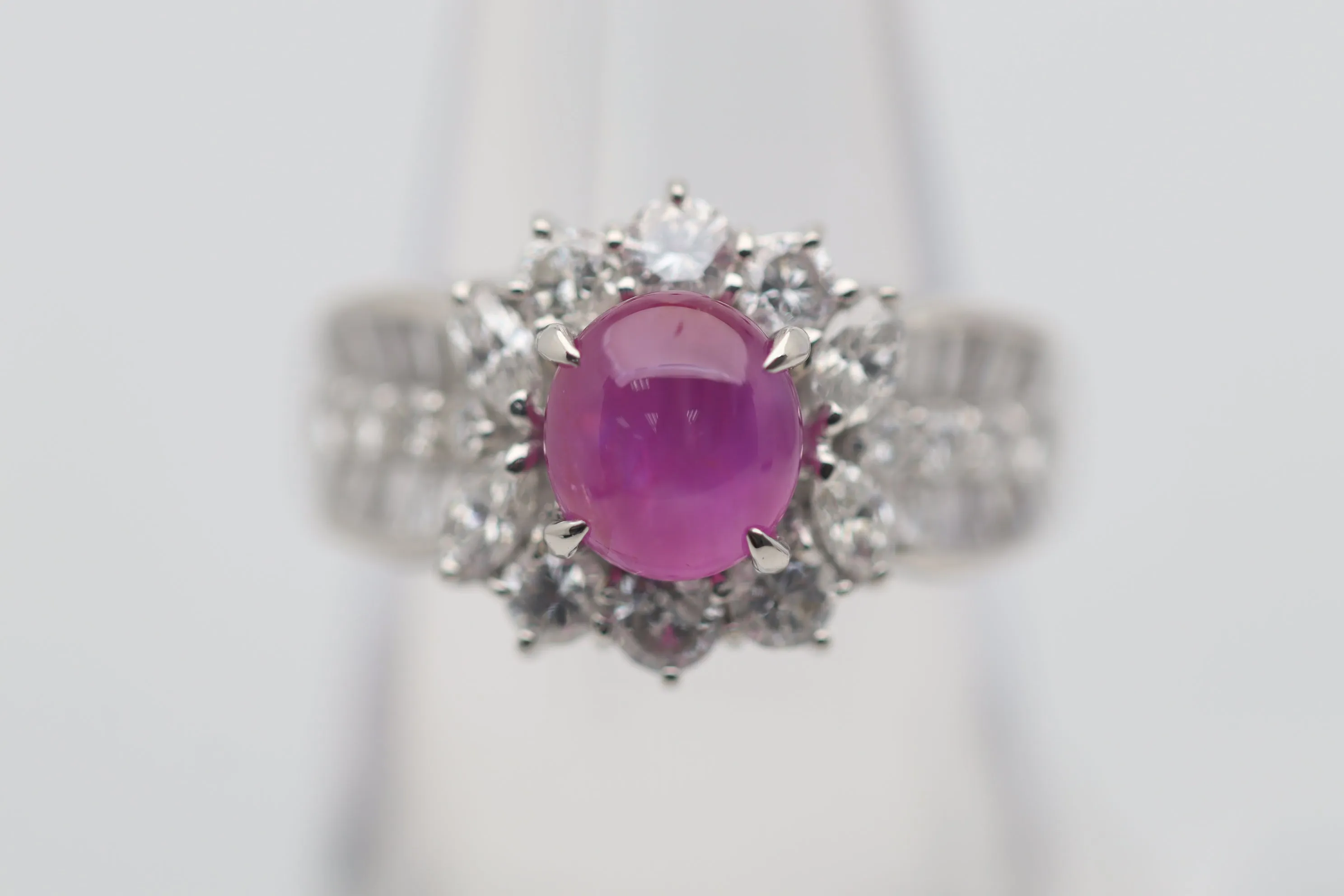 2.52 Carat Star Ruby Diamond Platinum Ring