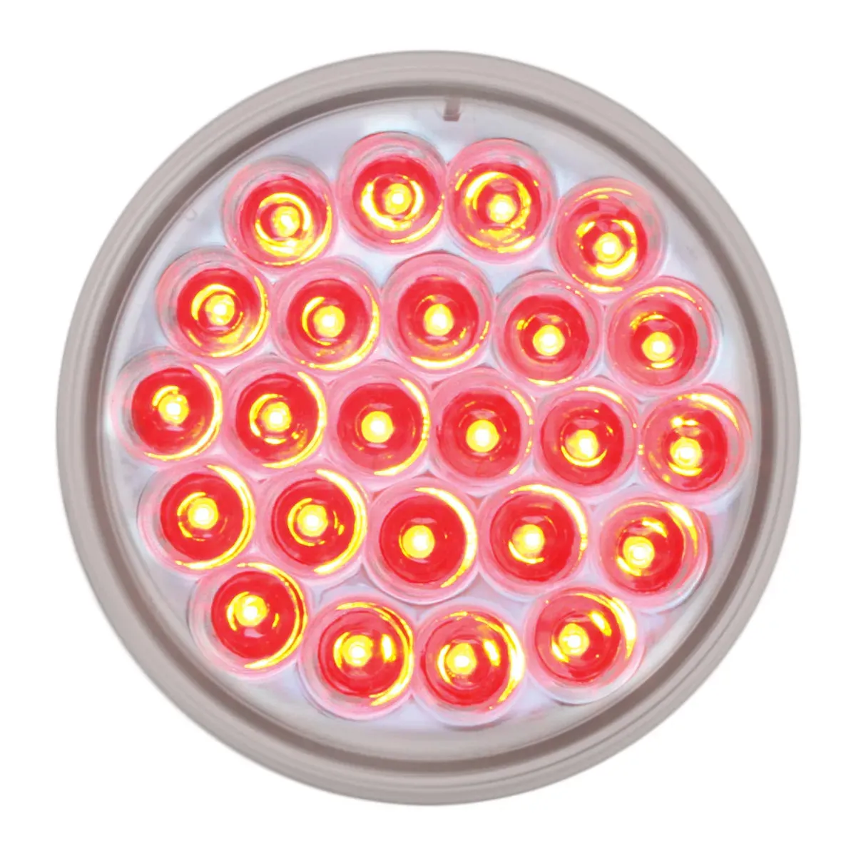 76465 #1 4" PEARL RED/CLEAR 24LED STROBE SEALED LIGHT, 9~36V