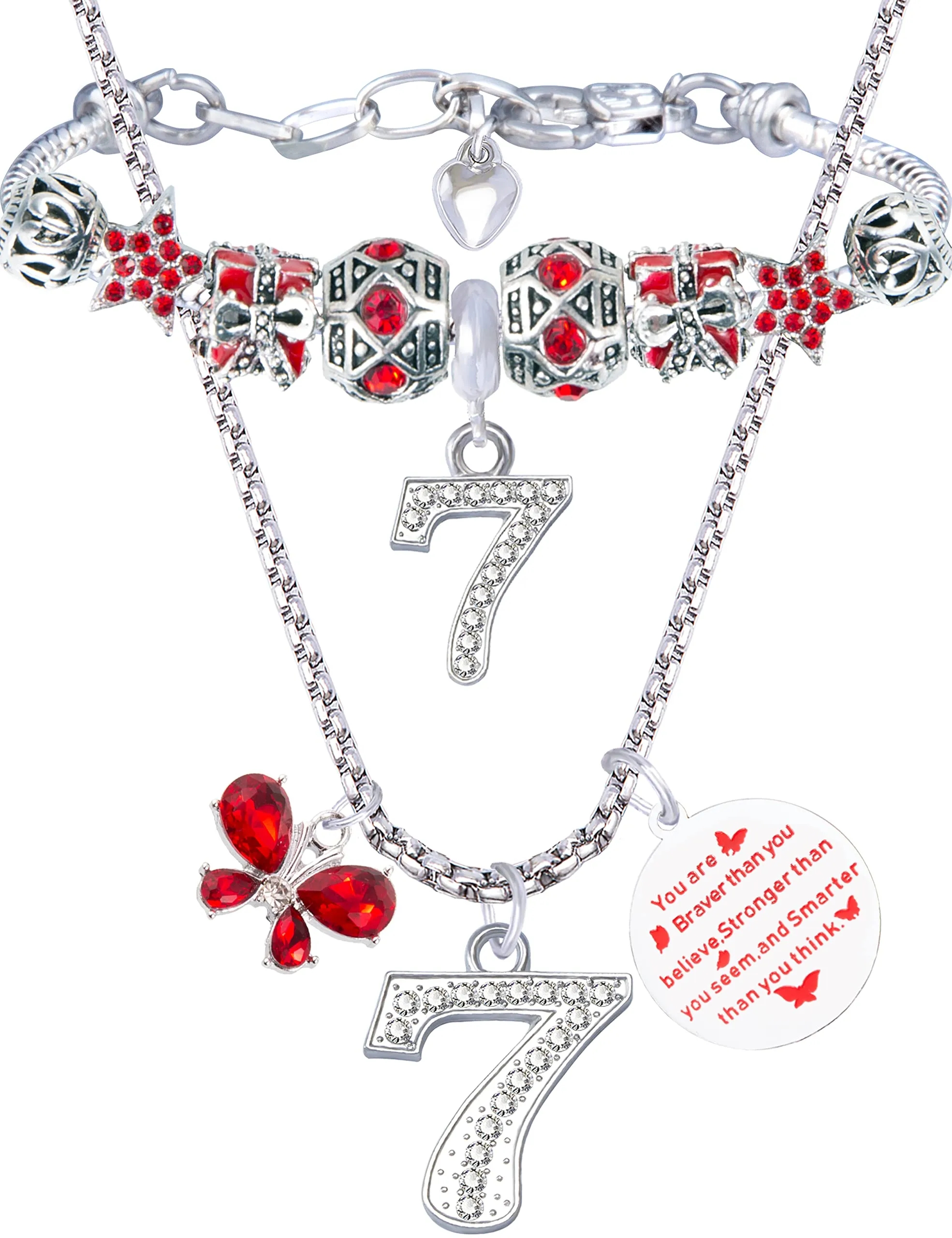 7th Birthday,7th Birthday Gifts For Girls, 7th Birthday Charm Bracelet, 7th