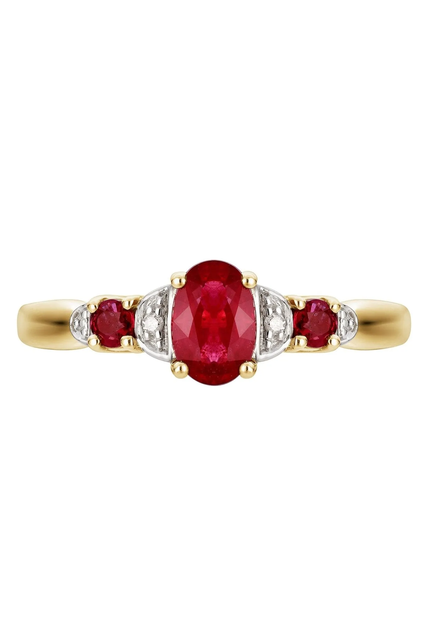 9ct Yellow Gold Ruby and Diamond Ring