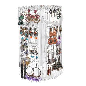 ABOUT SPACE Rotating Earrings Stand Jewelry Display Organiser With 212 Holes 232 Grooves For Hanging Studs Necklaces Bracelets Chains - White, Acrylic