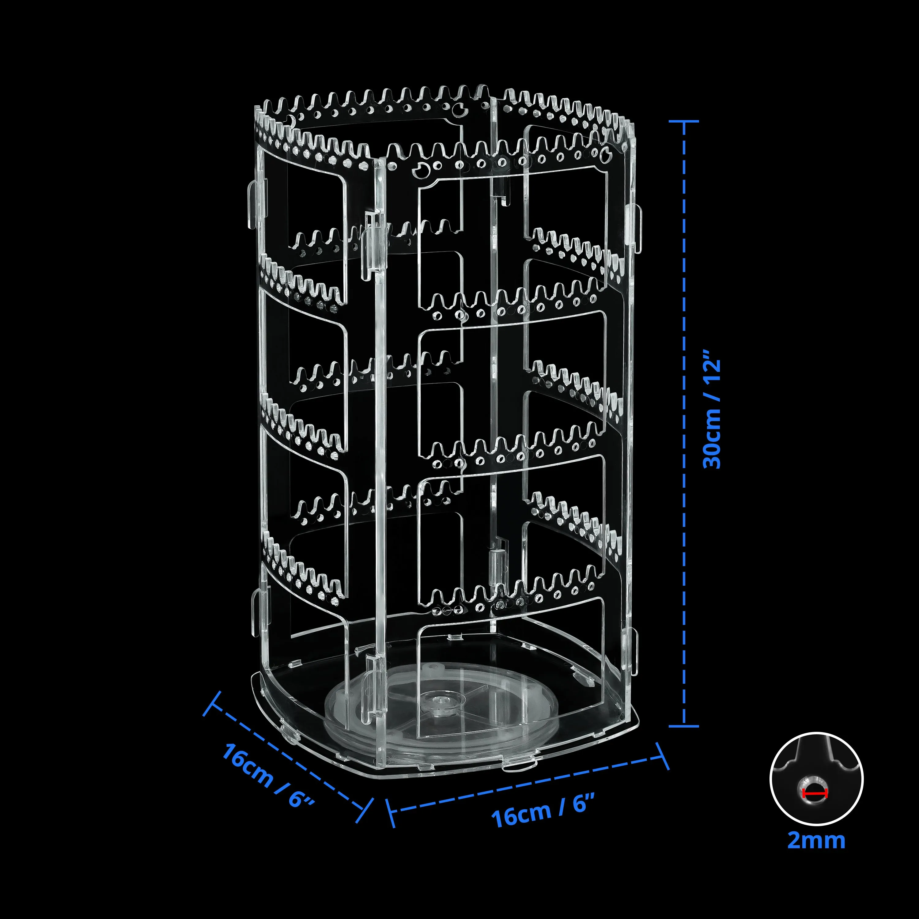 ABOUT SPACE Rotating Earrings Stand Jewelry Display Organiser With 212 Holes 232 Grooves For Hanging Studs Necklaces Bracelets Chains - White, Acrylic