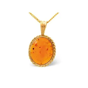 Acotis Diamonds 9K Gold Amber Pendant Z1177