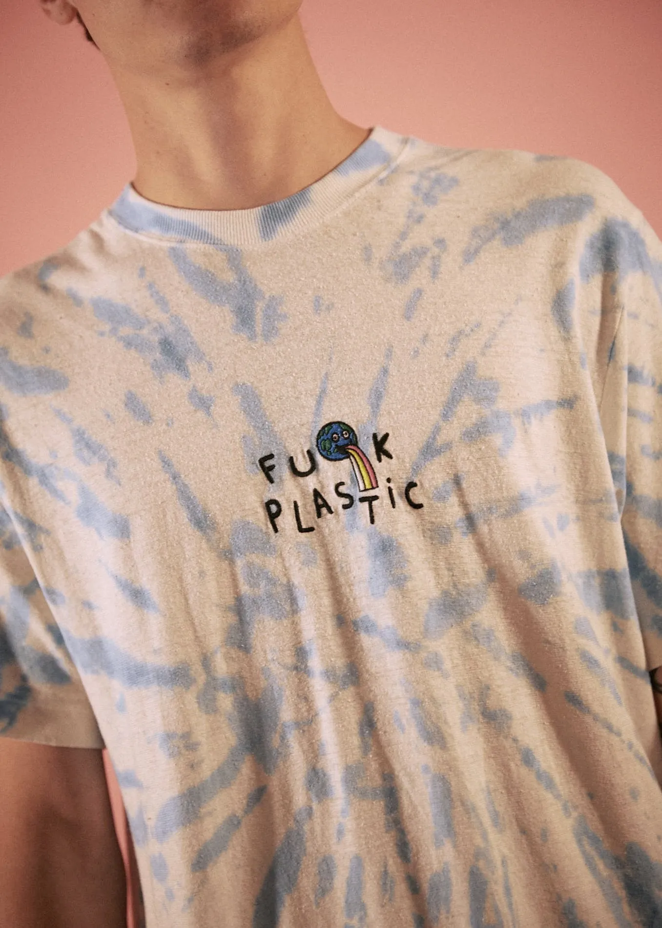 Afends Unisex F U Plastic - Hemp Tie Dye Retro Fit Tee - Blue