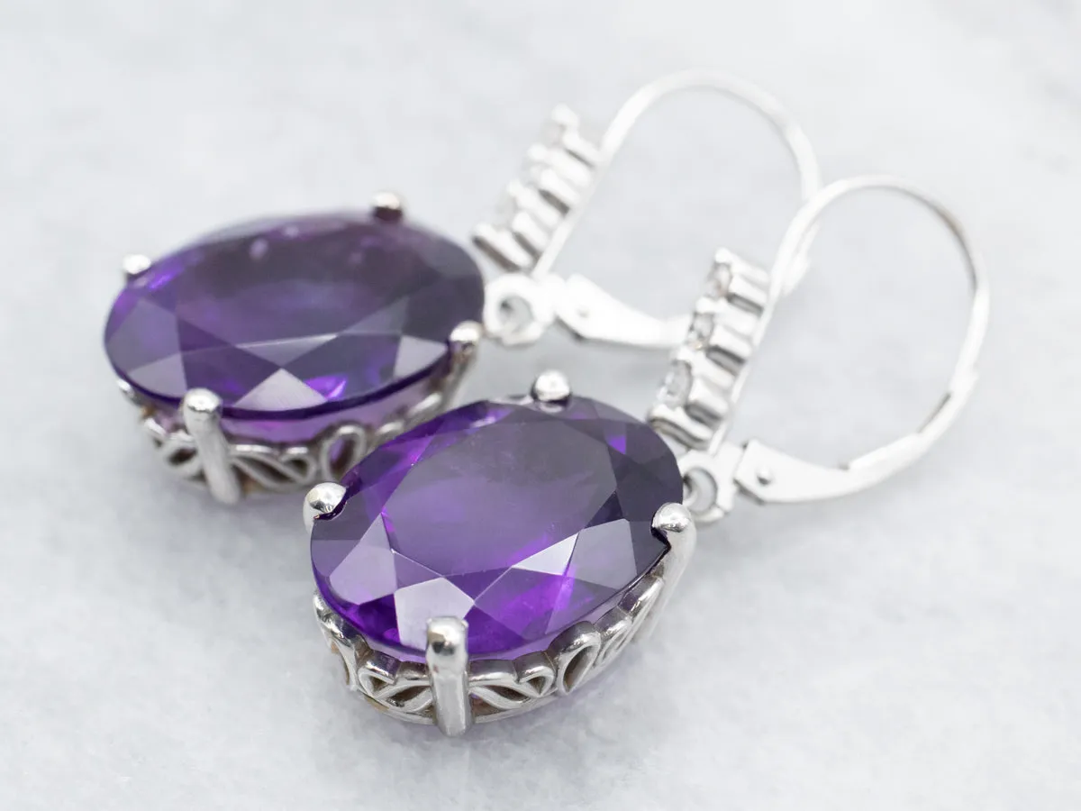 Amethyst and Diamond Drop Earrings