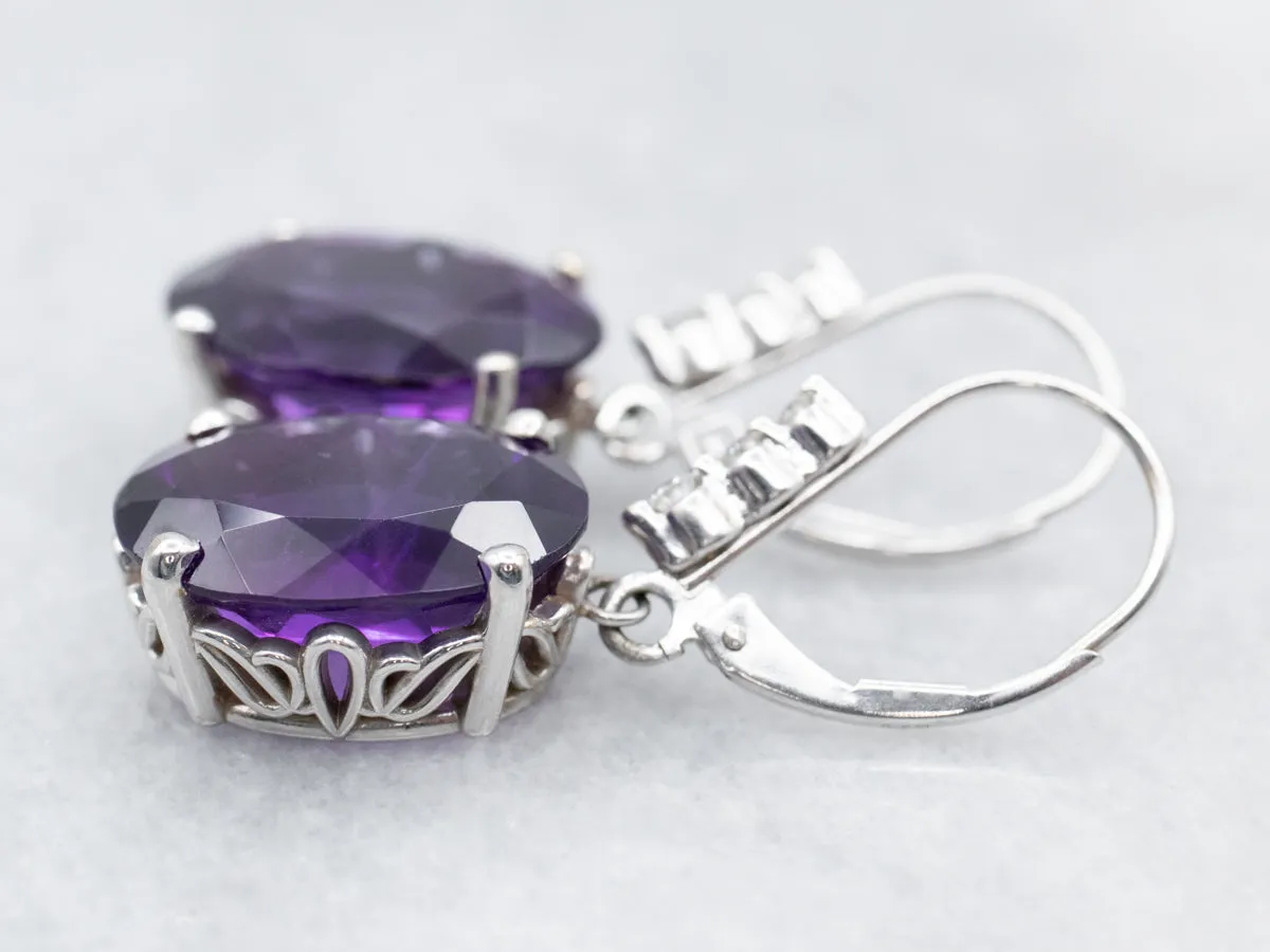 Amethyst and Diamond Drop Earrings