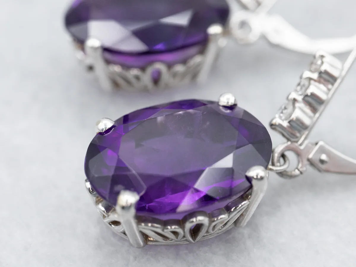 Amethyst and Diamond Drop Earrings