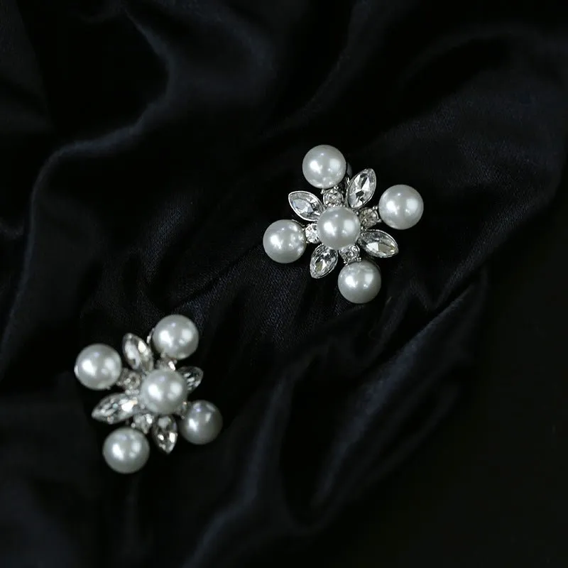 Antique Snowflake Zircon Pearl Earrings