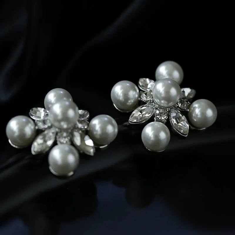 Antique Snowflake Zircon Pearl Earrings