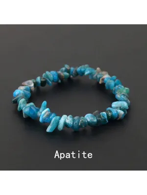 Apatite Natural Gemstone Bracelet Stretch Chip Beads Nuggets Crystal Bracelets