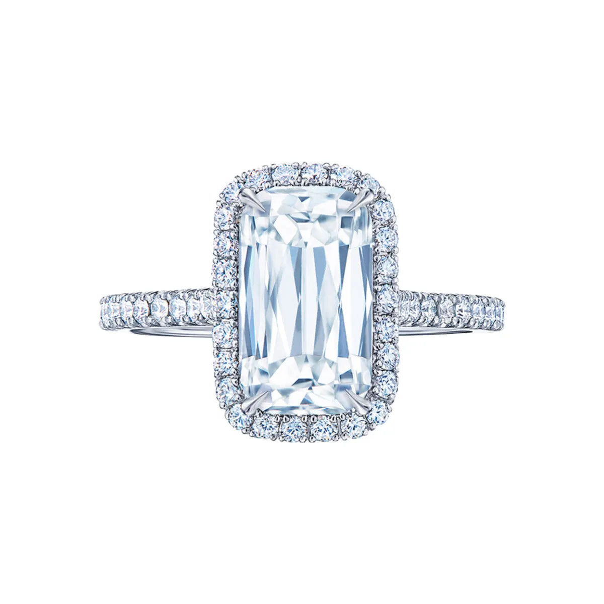 Ashoka Diamond Engagment Ring with Pave In Platinum