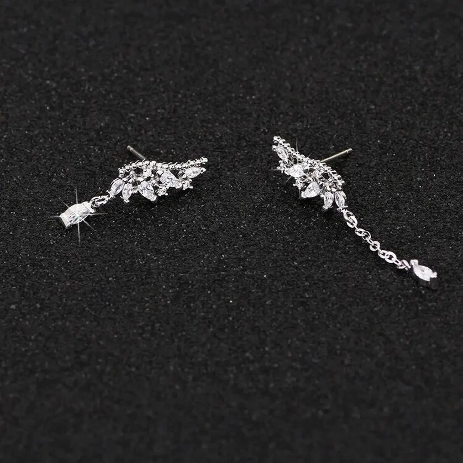 Asymmetric Crystal Wings Earrings