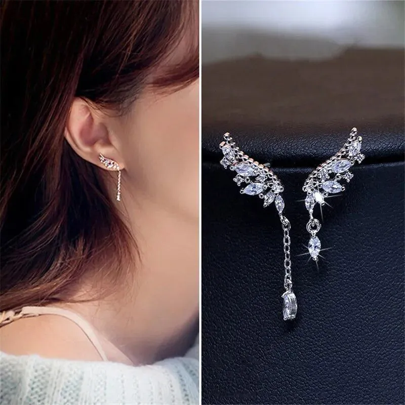 Asymmetric Crystal Wings Earrings