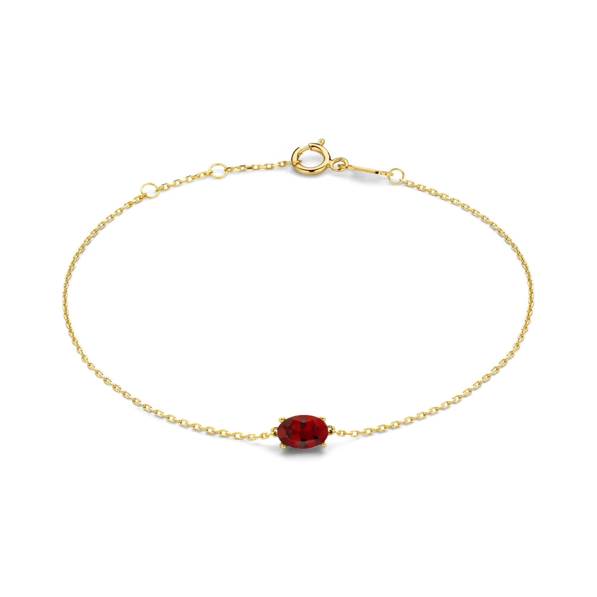 Baguette Roux 14 karat gold bracelet with red zirconia stone