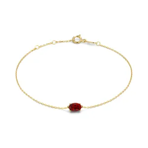 Baguette Roux 14 karat gold bracelet with red zirconia stone