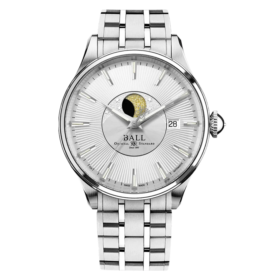 Ball Men's Watch Trainmaster Moon Phase Silver NM3082D-SJ-SL