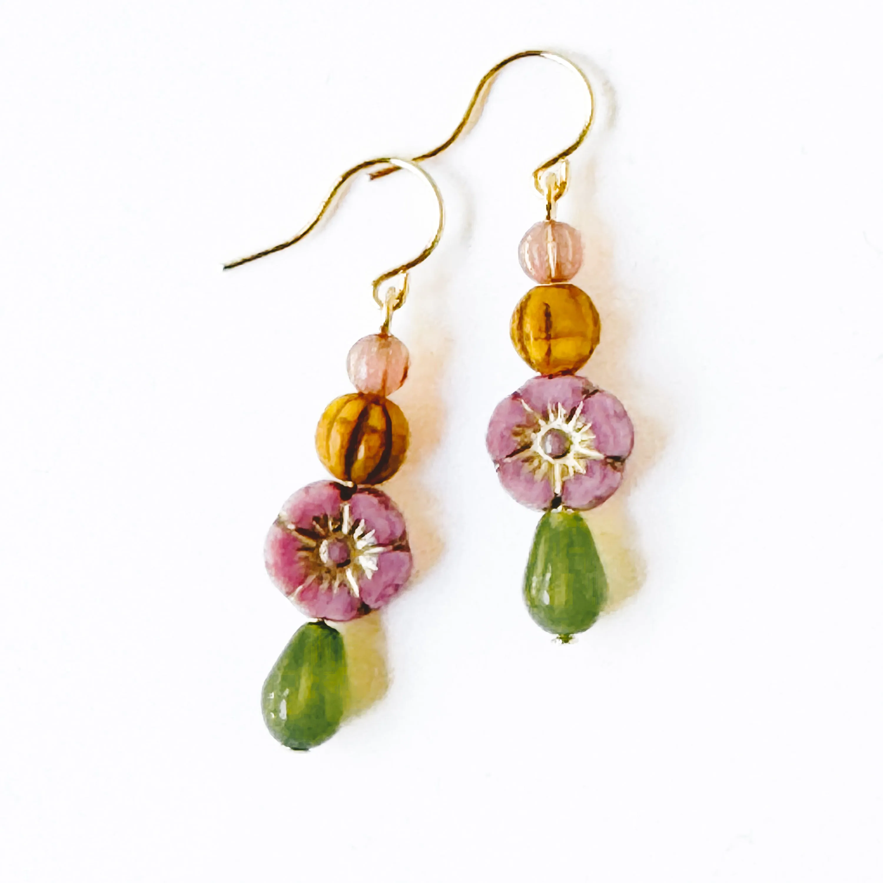 Beaded Flower Earrings -WS