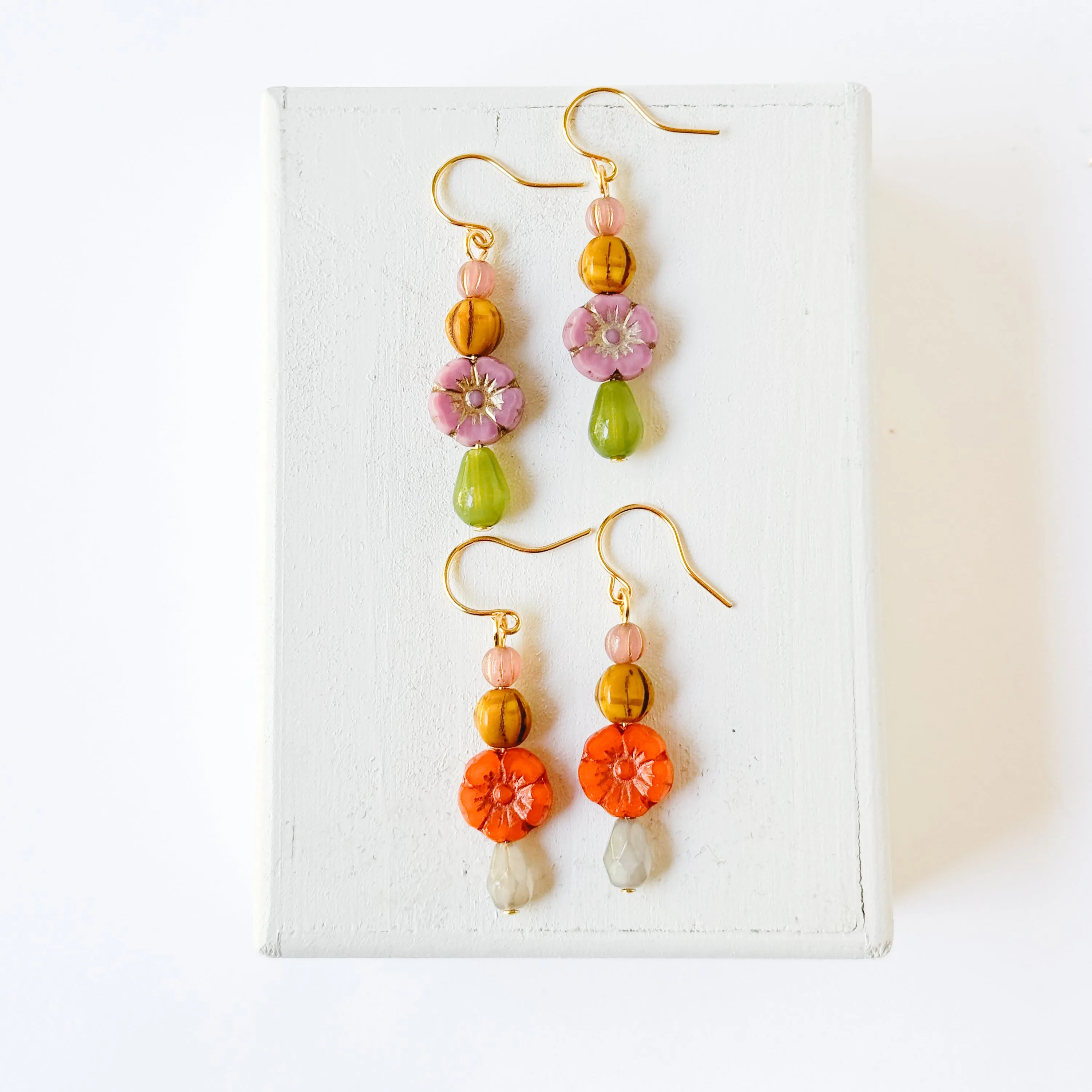 Beaded Flower Earrings -WS