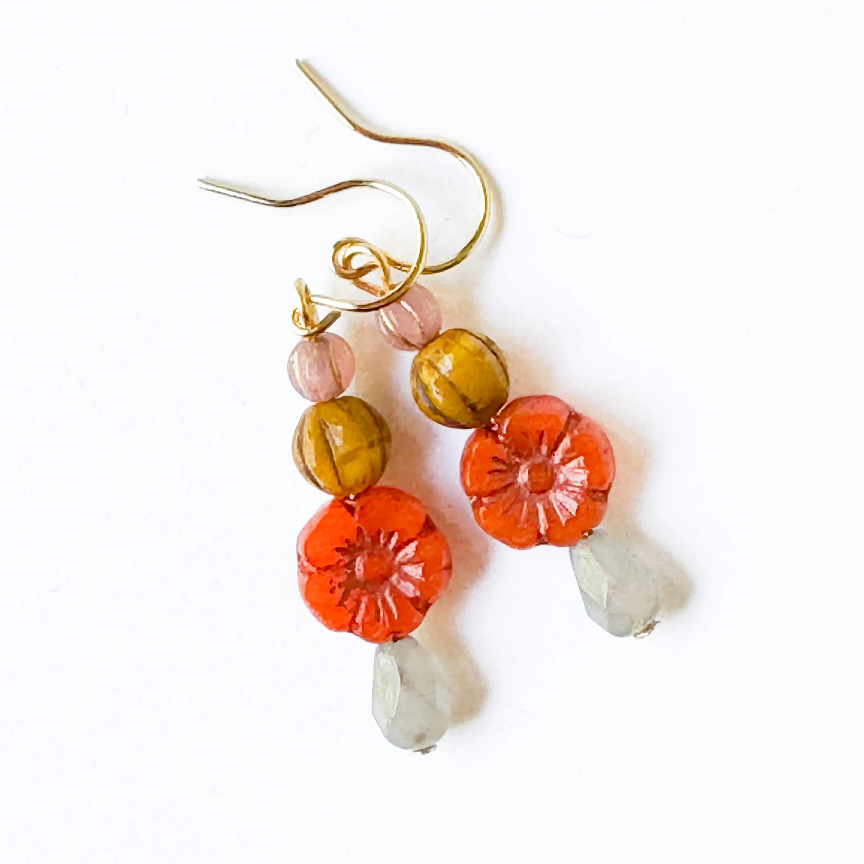 Beaded Flower Earrings -WS