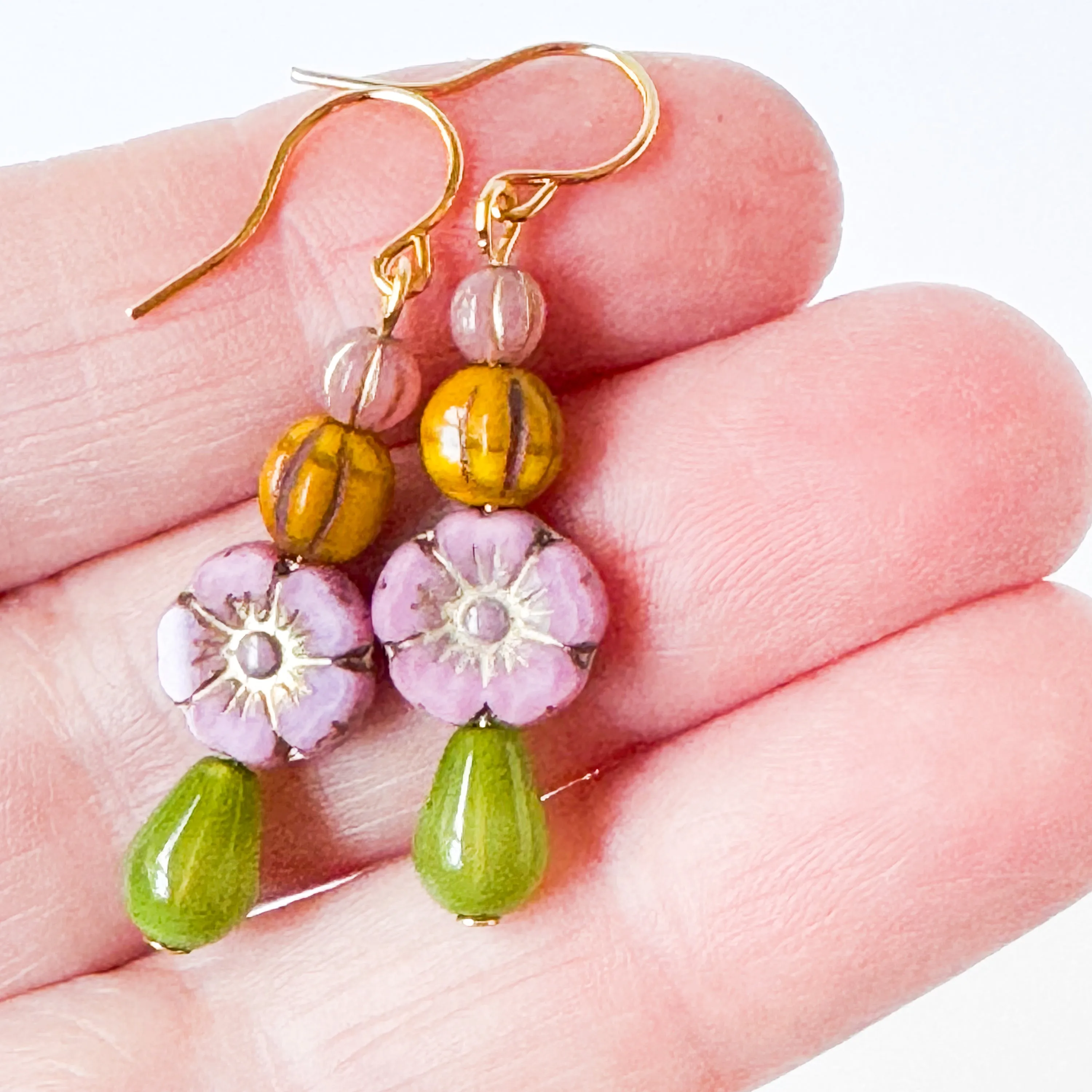 Beaded Flower Earrings -WS