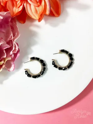 Beading Around the Bend Hoop in Black