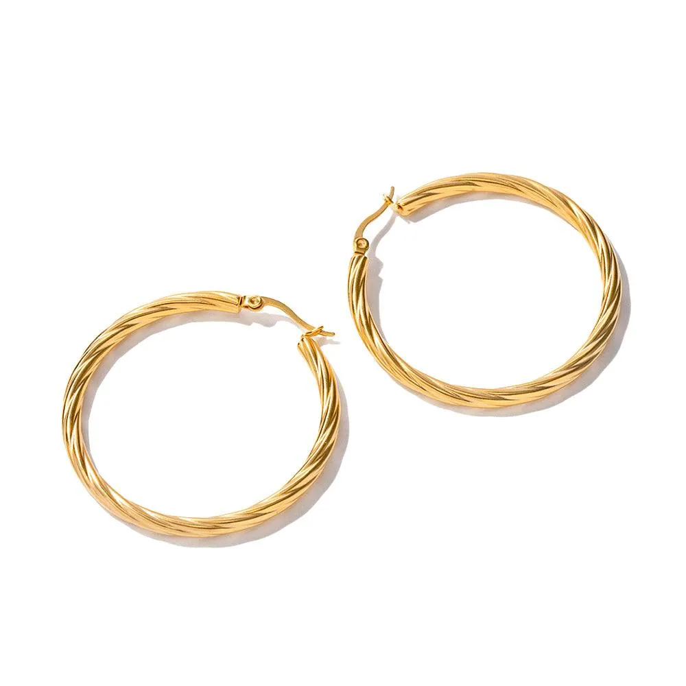 Big Twisty Circle Hoop Earrings