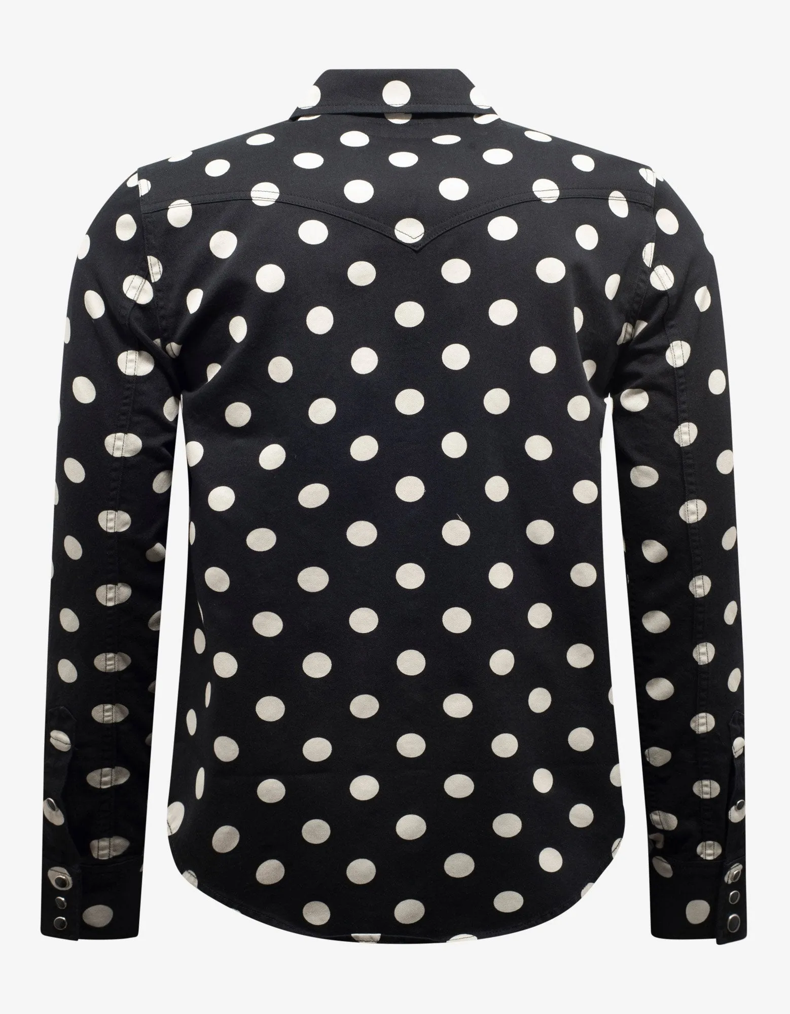 Black Polka Dot Denim Western Shirt -