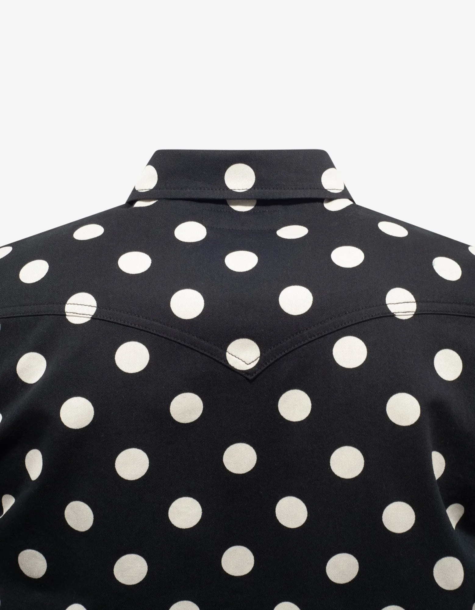 Black Polka Dot Denim Western Shirt -