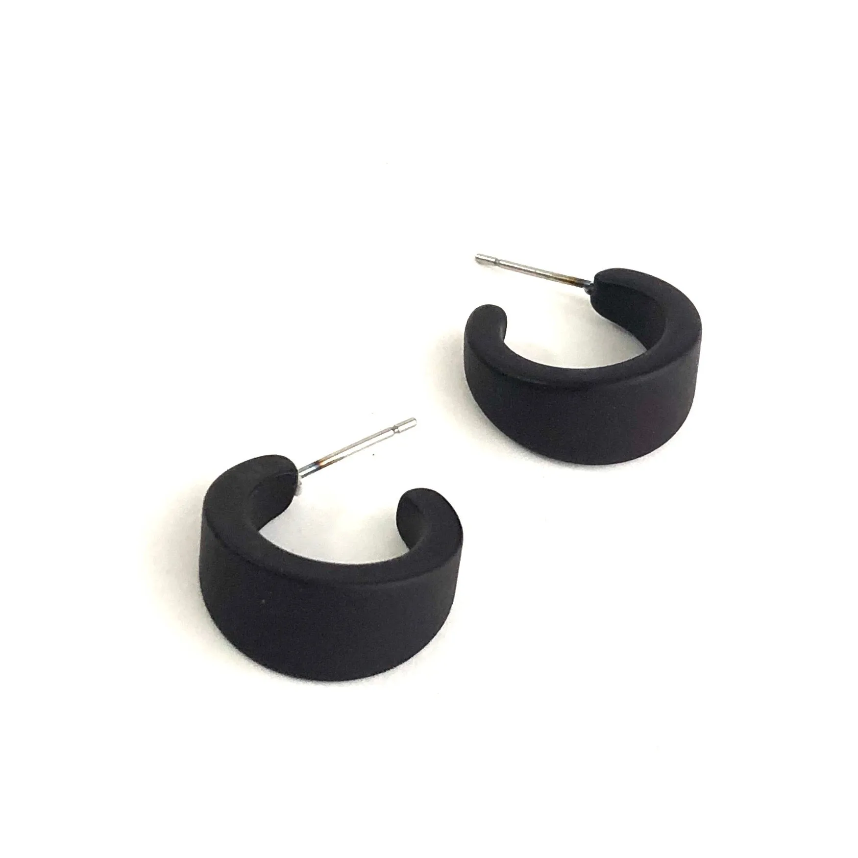 Black Velvet Matte Mini Boom Hoop Earrings