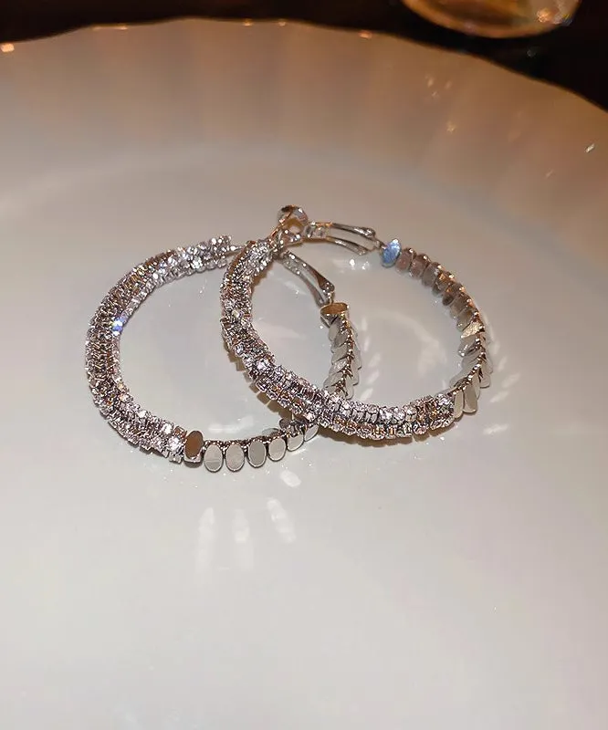 Boutique Silk Copper Zircon Small Bits Of Silver Hoop Earrings ZZ038