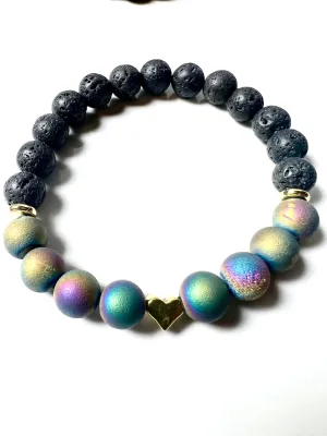 Bracelet, Purple Multi Colored Druzy, Stone of Piositive Energy