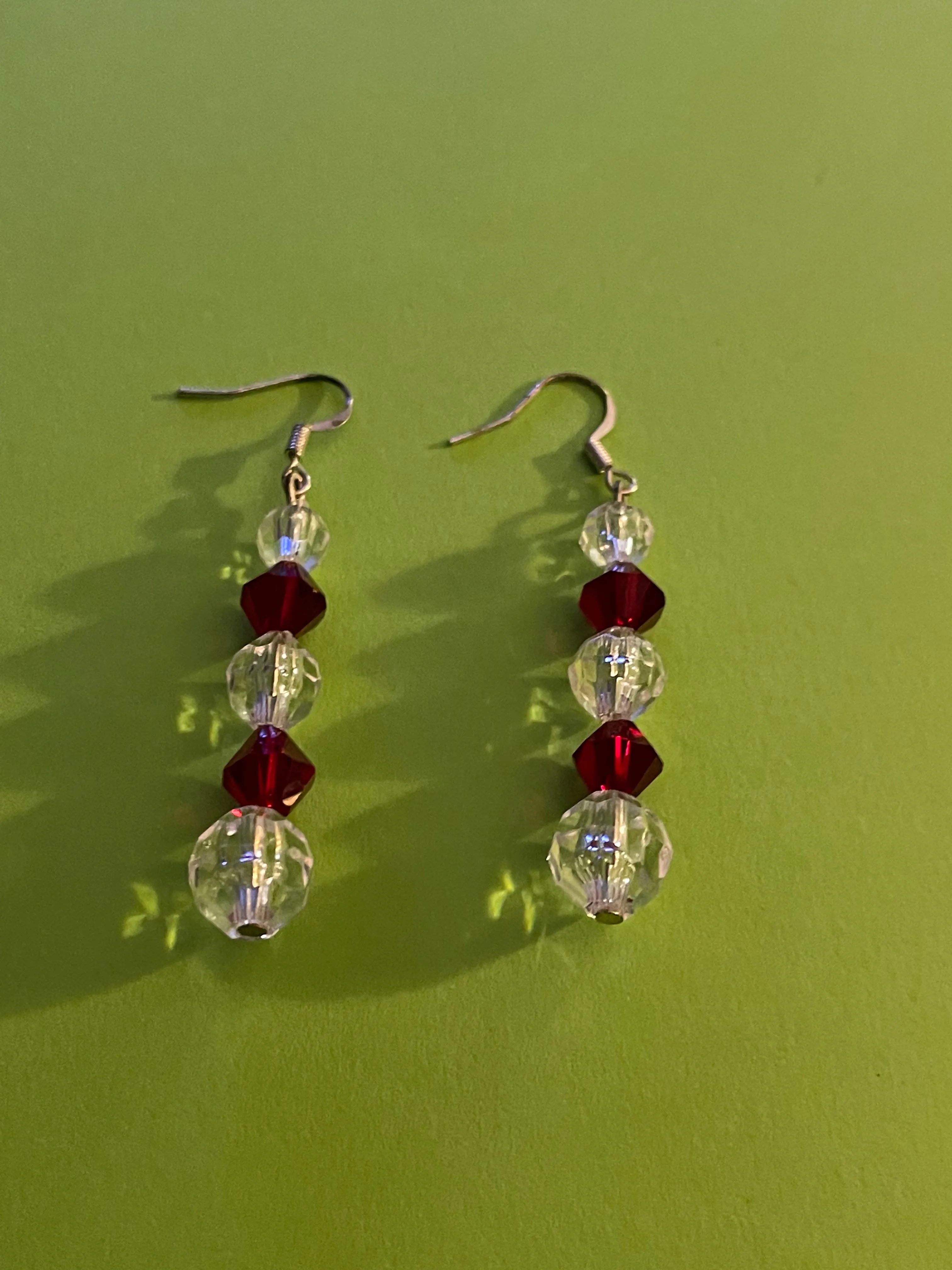 Burgundy and crystal earrings