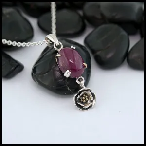 Cabochon Ruby Floral Pendant