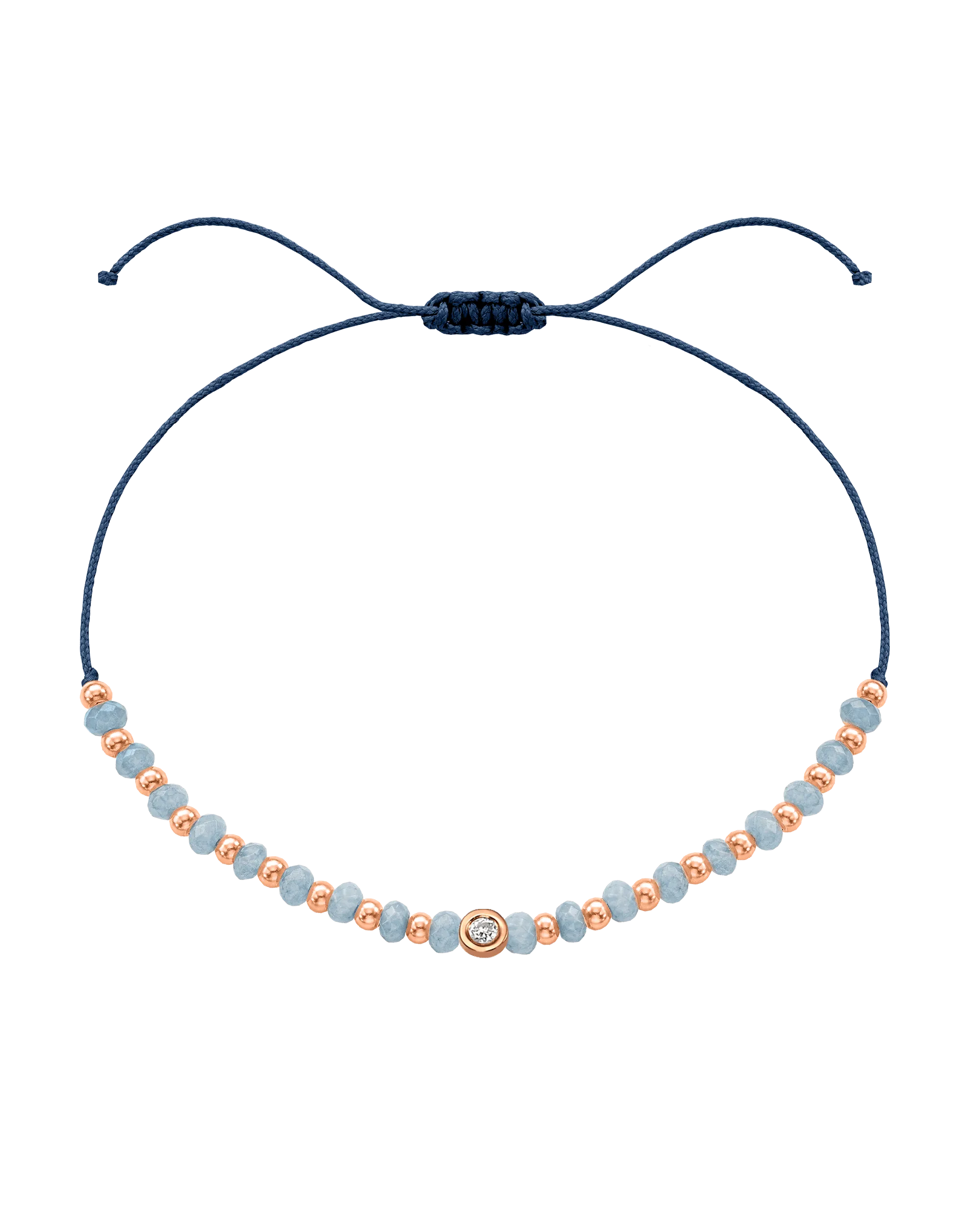 Celestite Gemstone String of Love Bracelet for Mindfulness - 14K Rose Gold