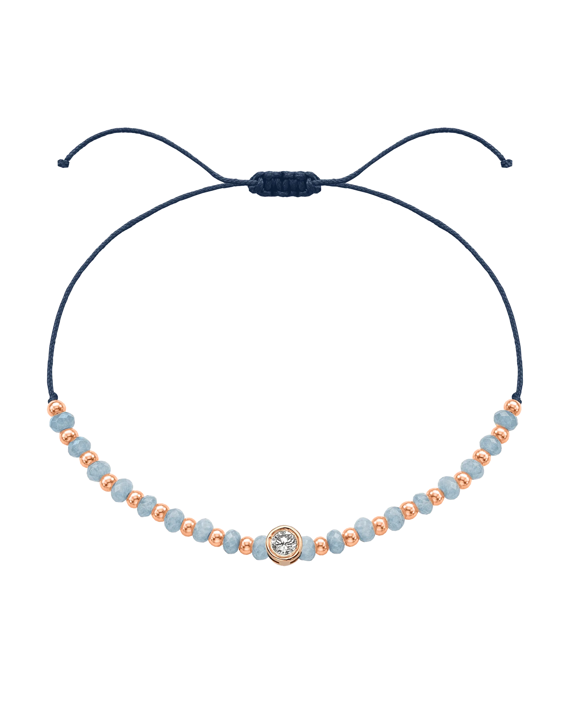 Celestite Gemstone String of Love Bracelet for Mindfulness - 14K Rose Gold