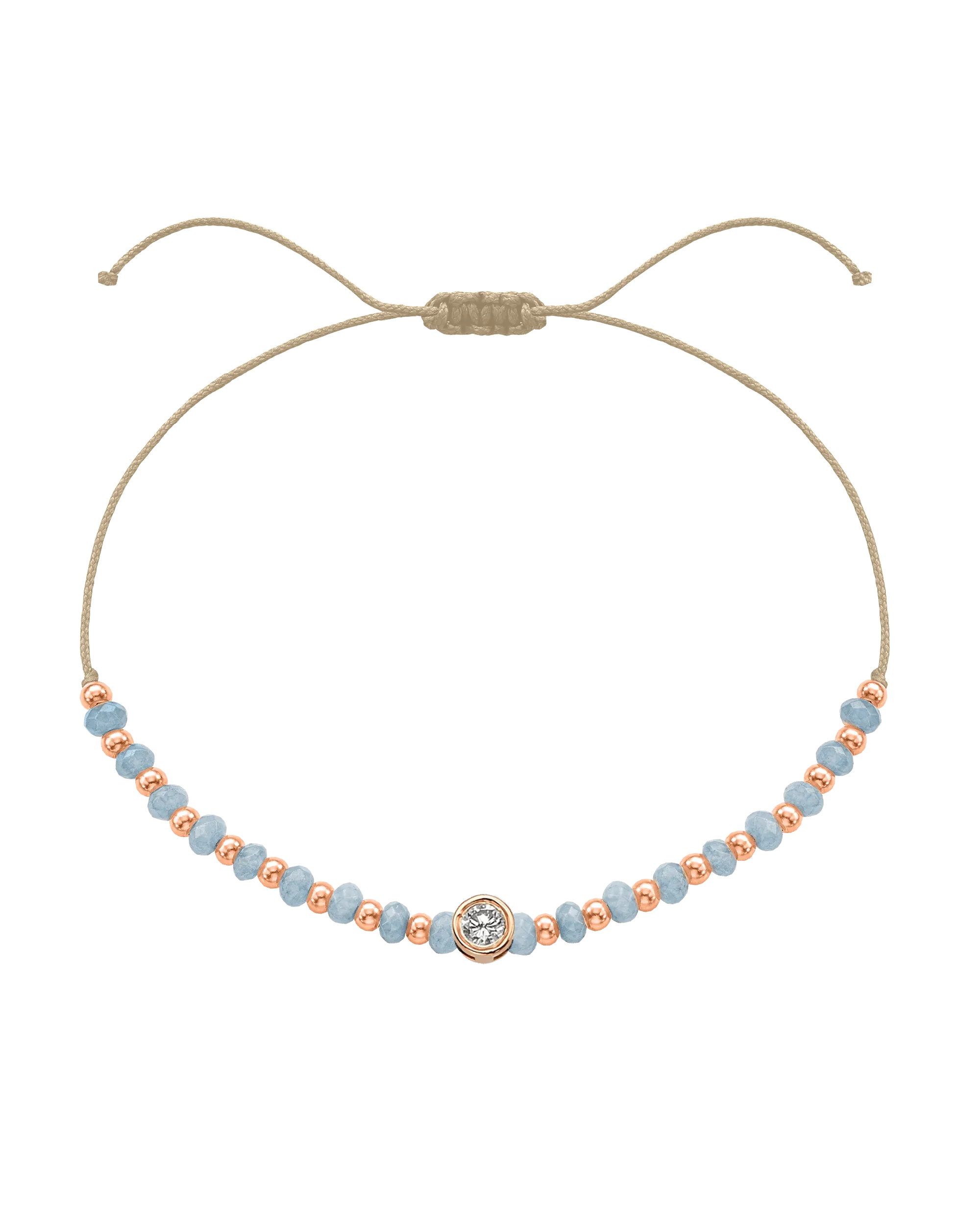 Celestite Gemstone String of Love Bracelet for Mindfulness - 14K Rose Gold