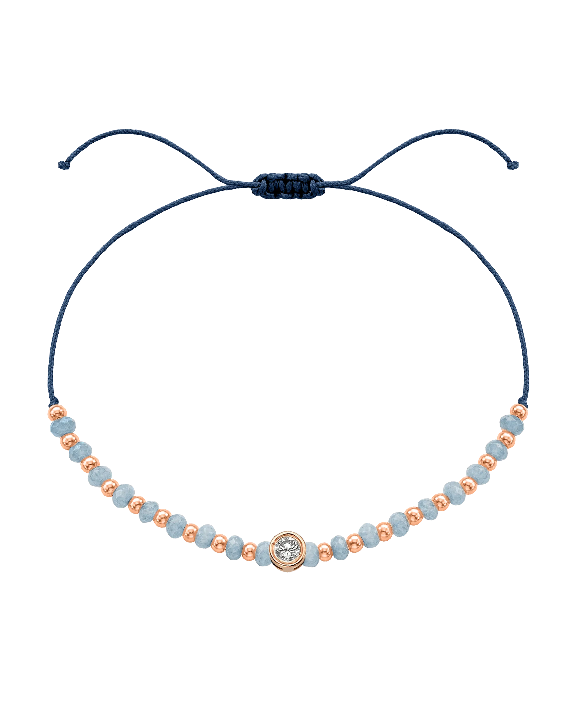 Celestite Gemstone String of Love Bracelet for Mindfulness - 14K Rose Gold