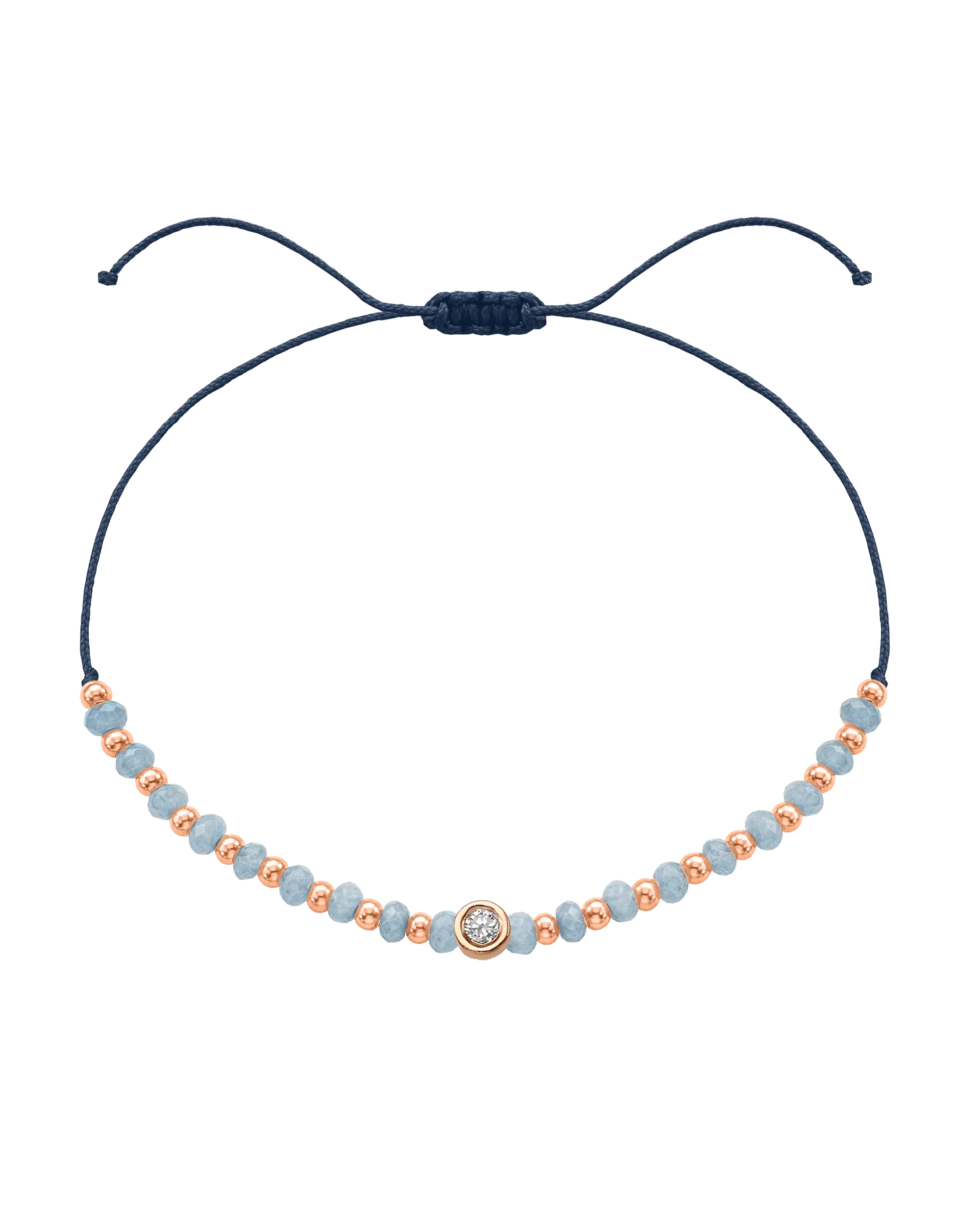 Celestite Gemstone String of Love Bracelet for Mindfulness - 14K Rose Gold