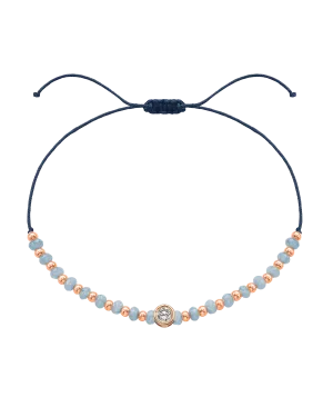 Celestite Gemstone String of Love Bracelet for Mindfulness - 14K Rose Gold