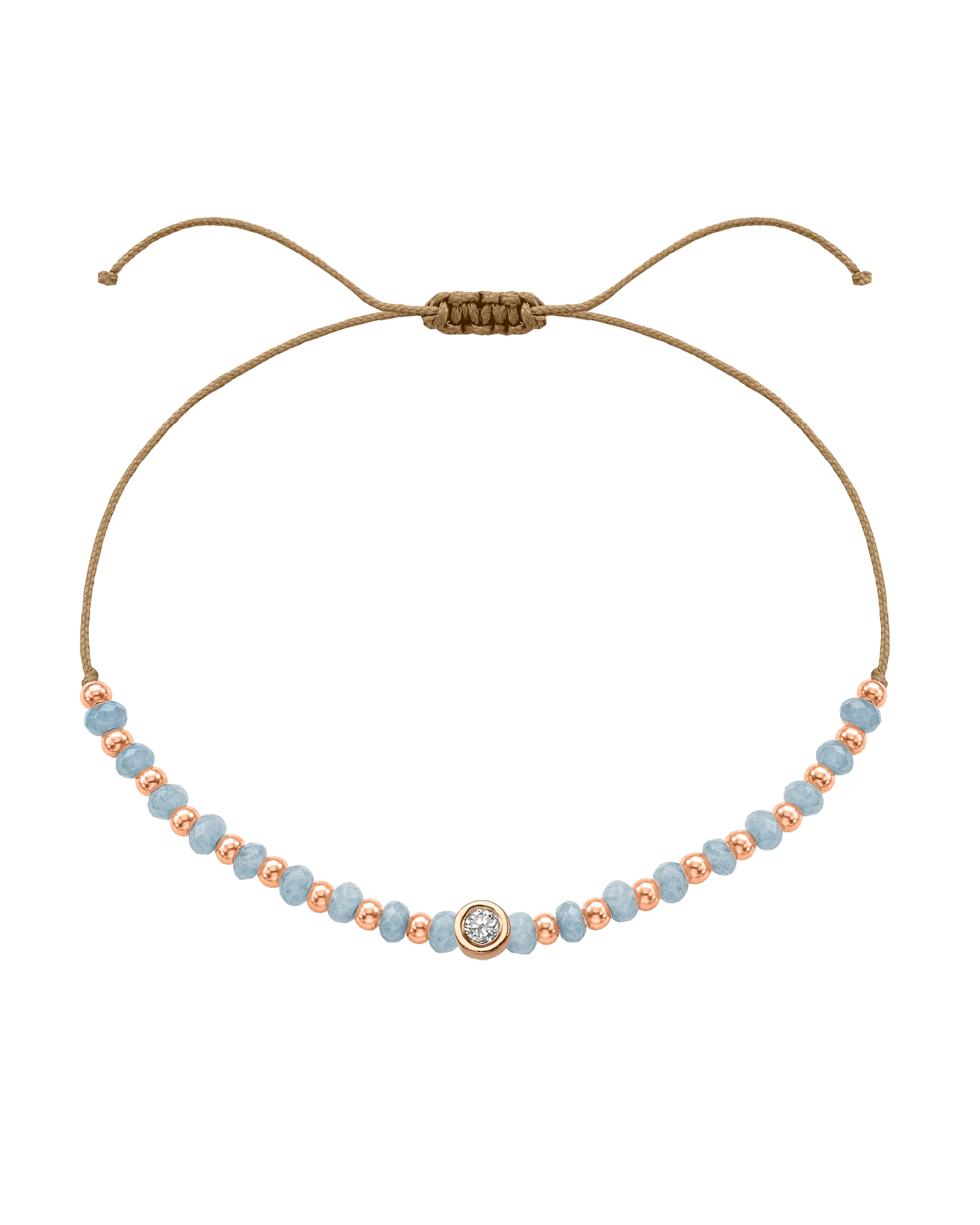 Celestite Gemstone String of Love Bracelet for Mindfulness - 14K Rose Gold