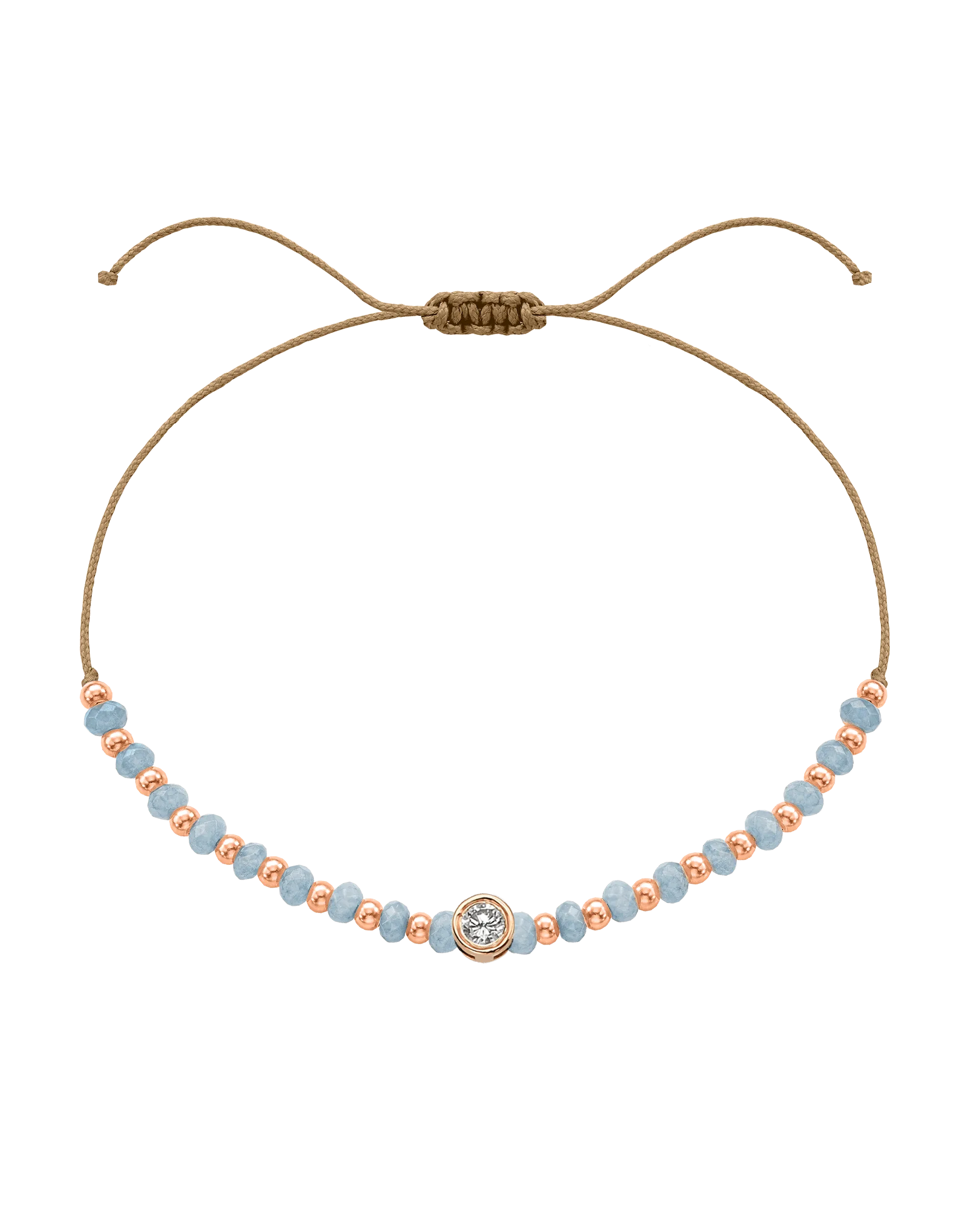 Celestite Gemstone String of Love Bracelet for Mindfulness - 14K Rose Gold