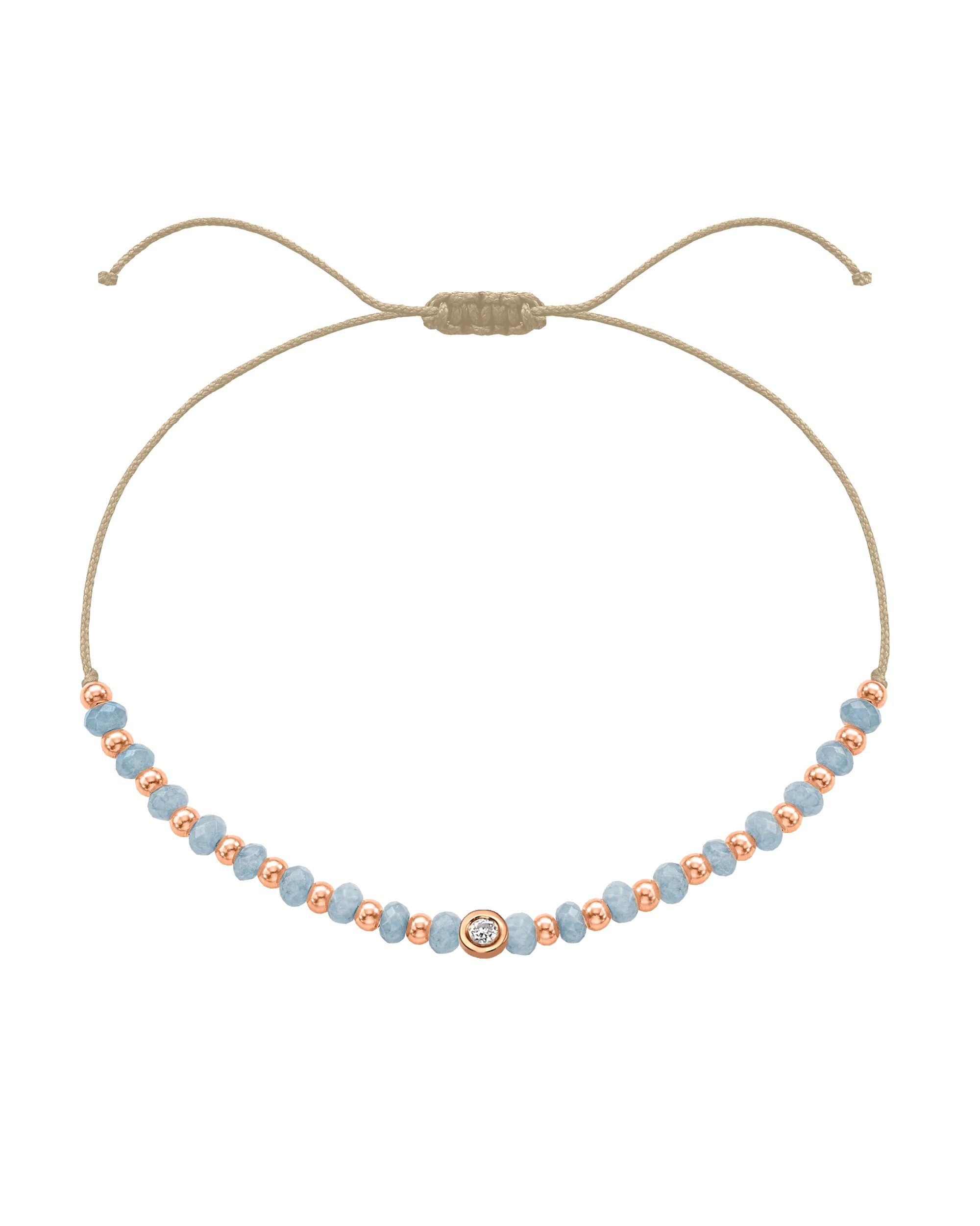 Celestite Gemstone String of Love Bracelet for Mindfulness - 14K Rose Gold