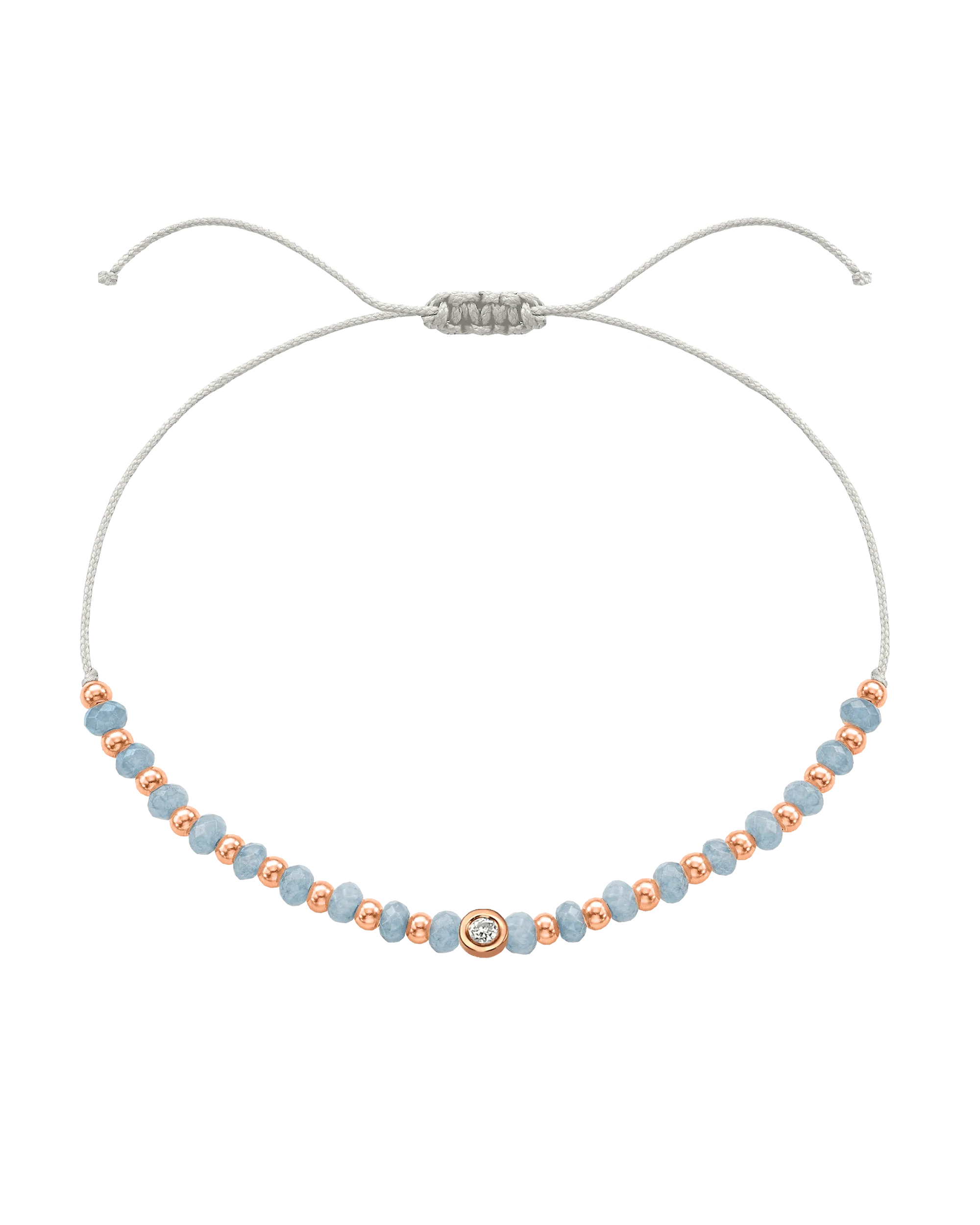 Celestite Gemstone String of Love Bracelet for Mindfulness - 14K Rose Gold