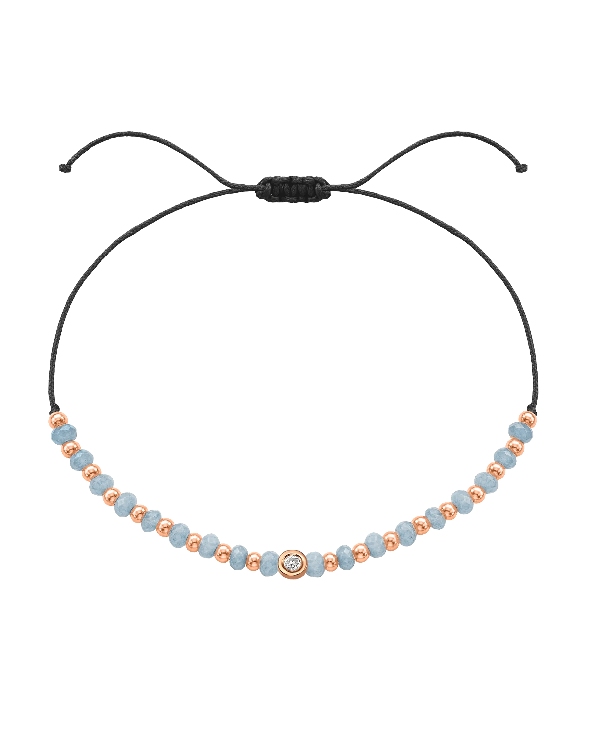 Celestite Gemstone String of Love Bracelet for Mindfulness - 14K Rose Gold