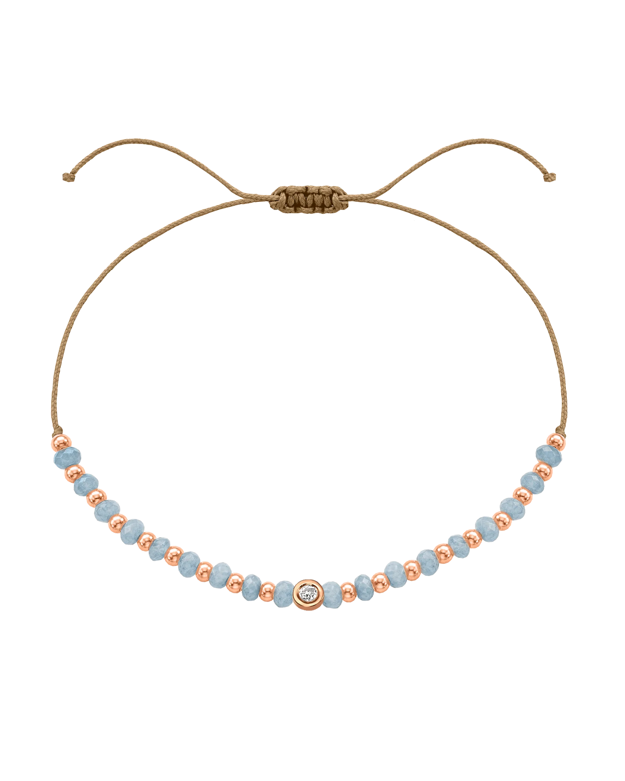 Celestite Gemstone String of Love Bracelet for Mindfulness - 14K Rose Gold