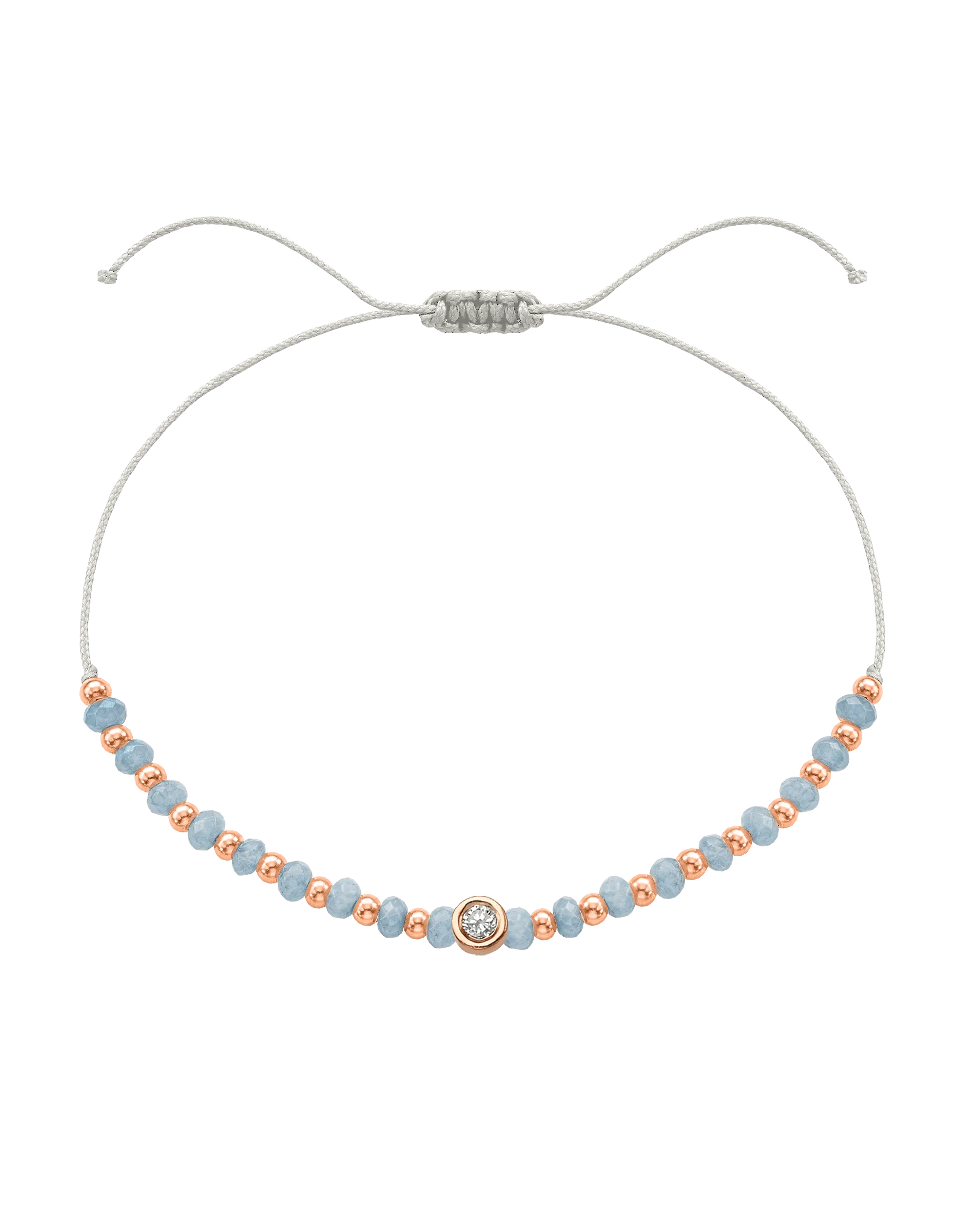 Celestite Gemstone String of Love Bracelet for Mindfulness - 14K Rose Gold