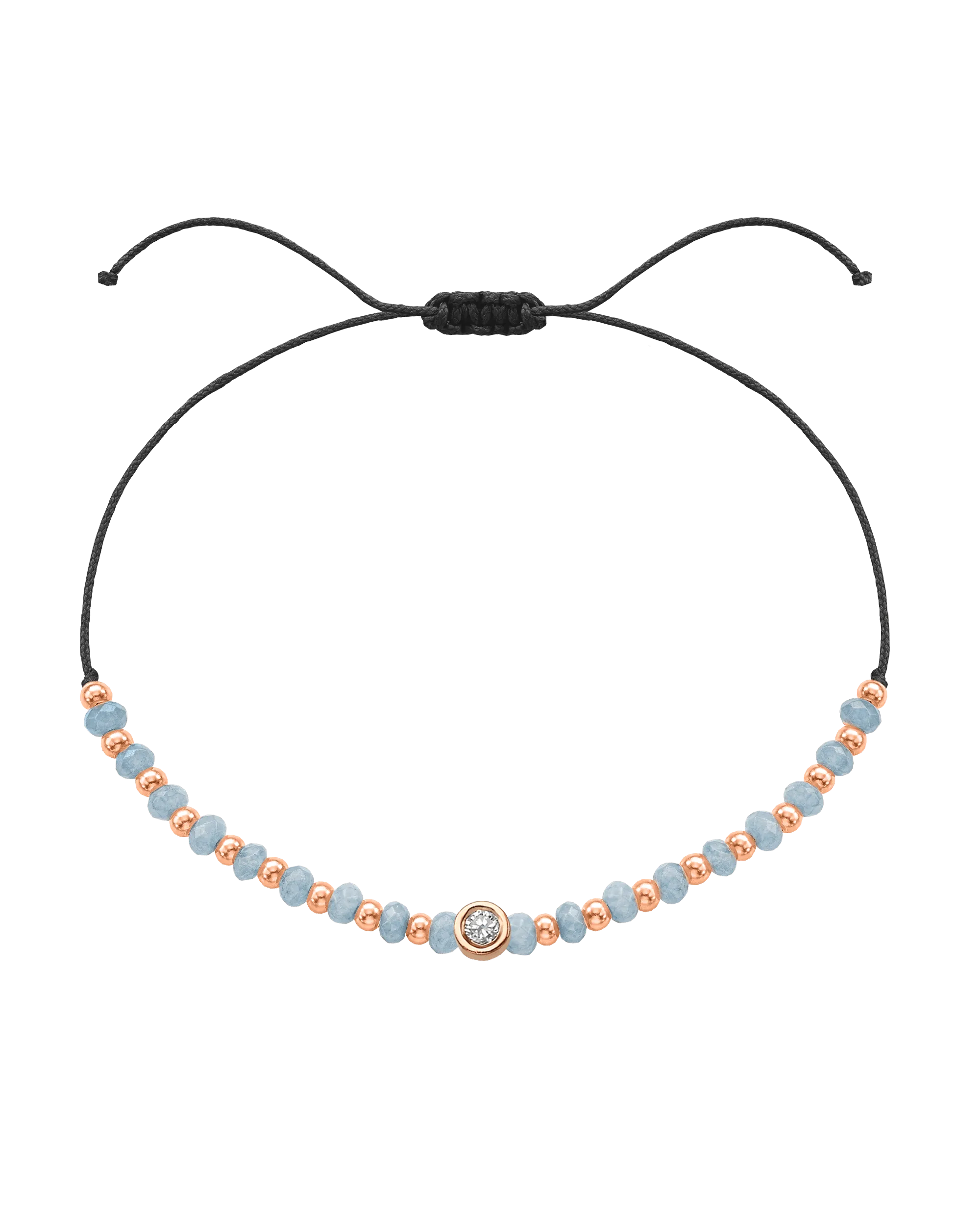 Celestite Gemstone String of Love Bracelet for Mindfulness - 14K Rose Gold