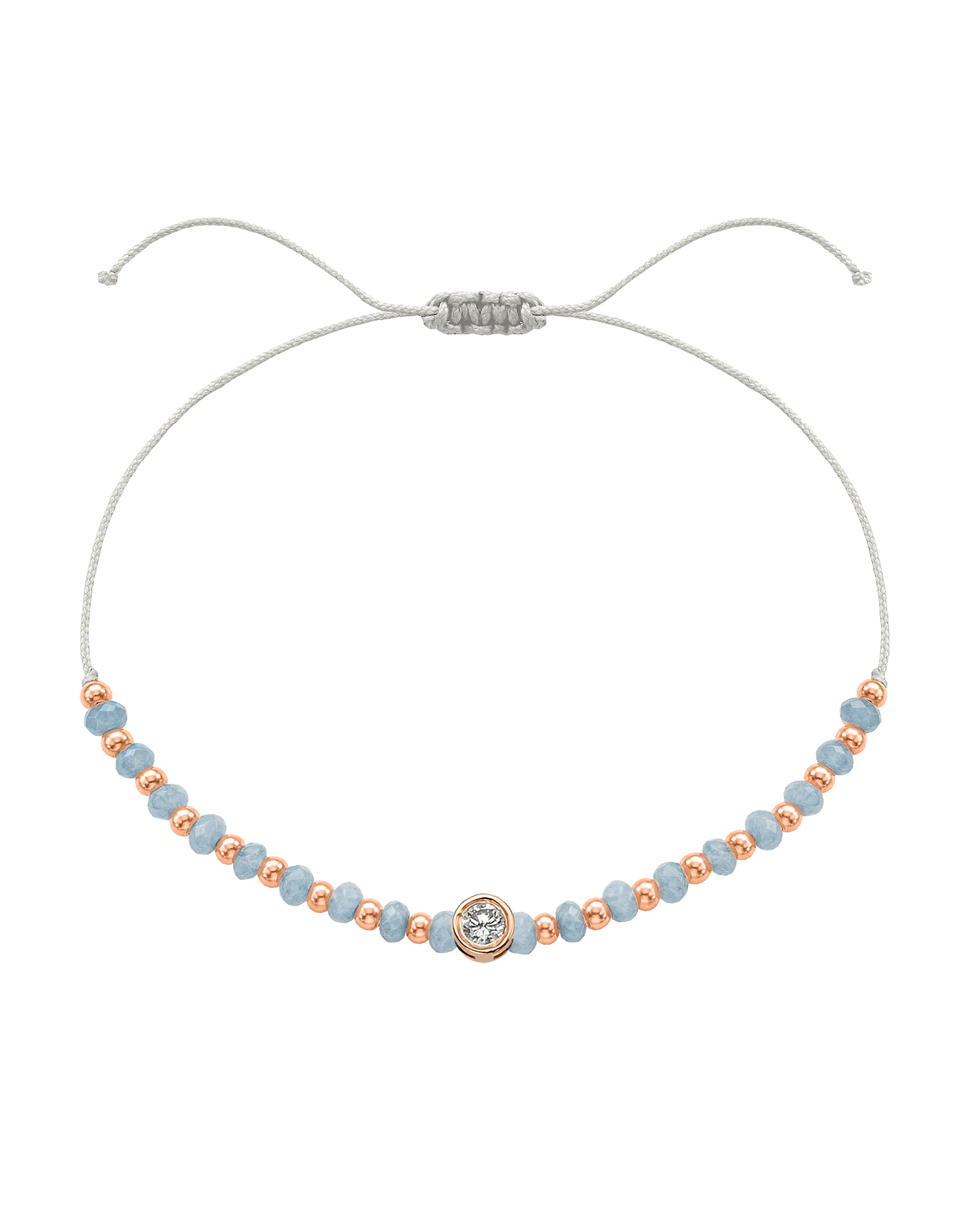 Celestite Gemstone String of Love Bracelet for Mindfulness - 14K Rose Gold