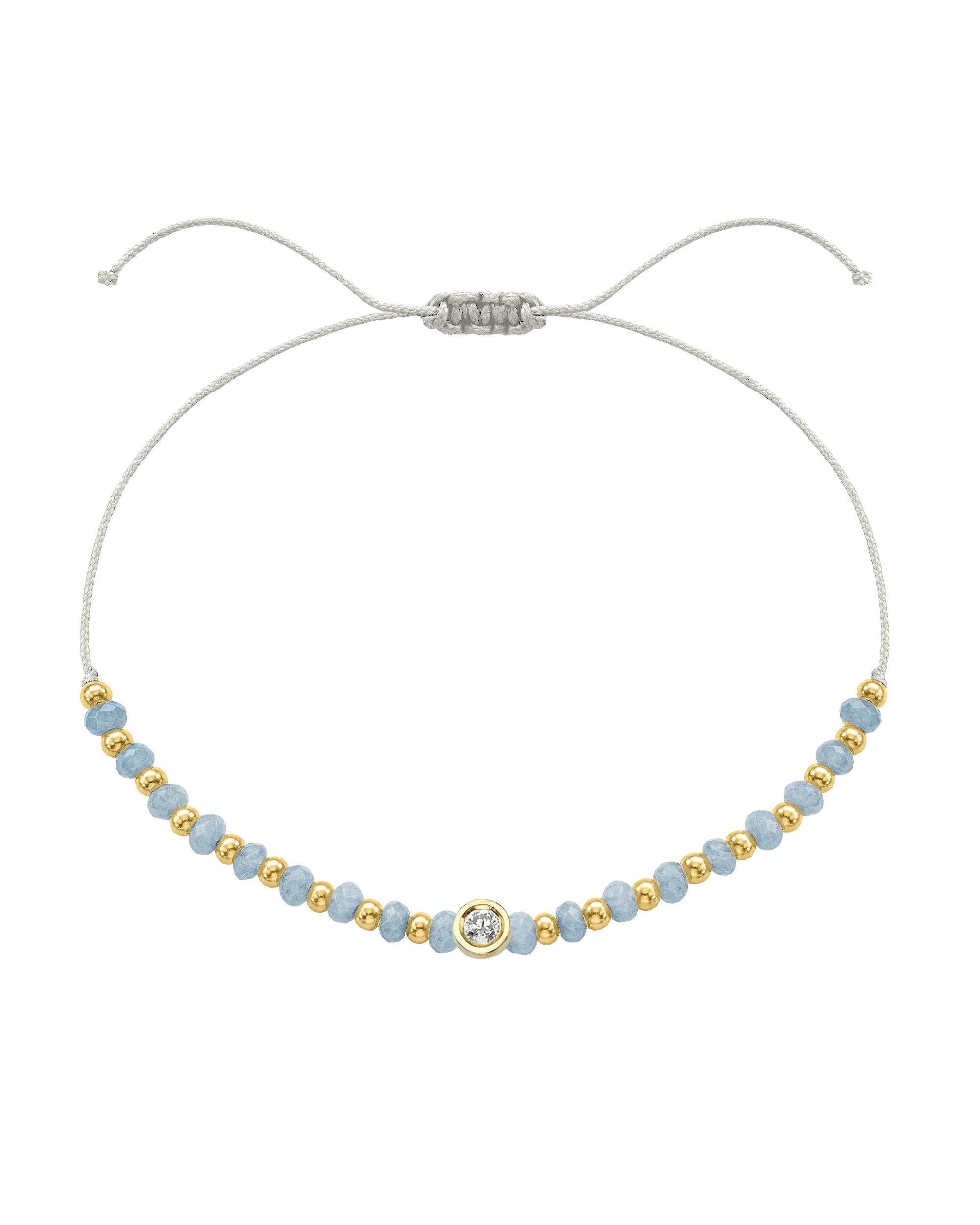 Celestite Gemstone String of Love Bracelet for Mindfulness - 14K Yellow Gold