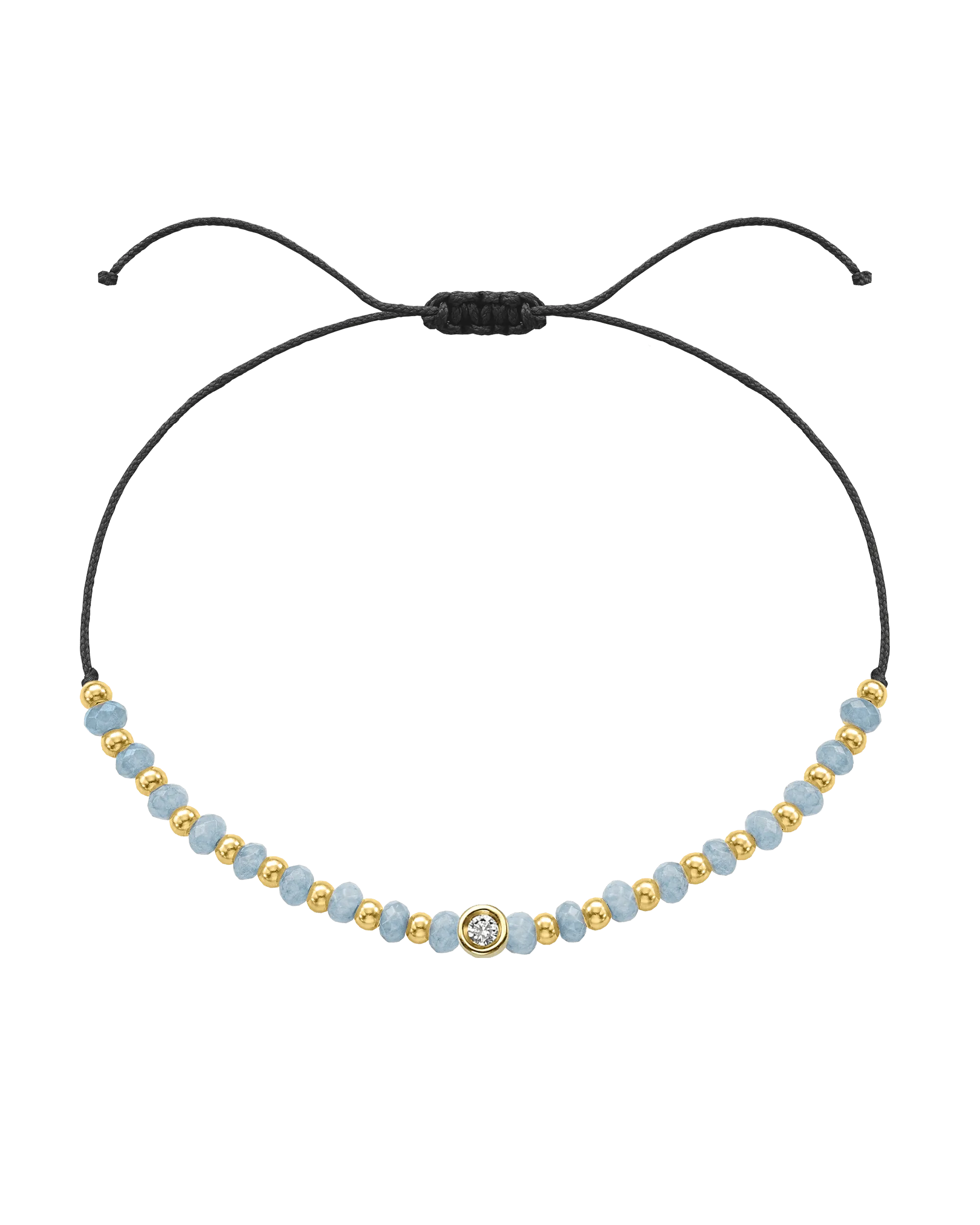 Celestite Gemstone String of Love Bracelet for Mindfulness - 14K Yellow Gold